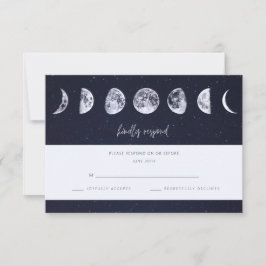 Celestial Starry Sky Moon Phases Wedding RSVP Karte