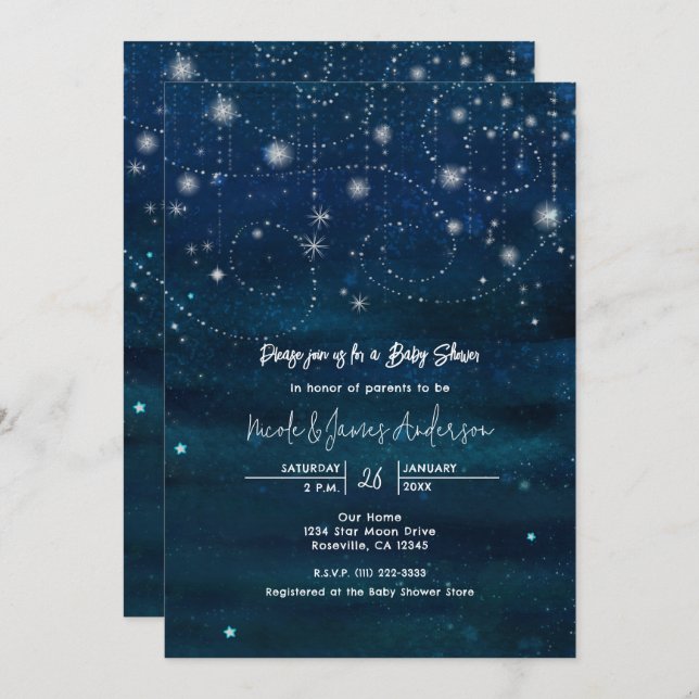 Celestial Starry Sky Wirbel Kinderdusche Einladung (Vorne/Hinten)