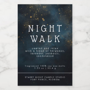 Celestial Stars Blue Candle Wax Melt 3x2" Label Lebensmitteletikett