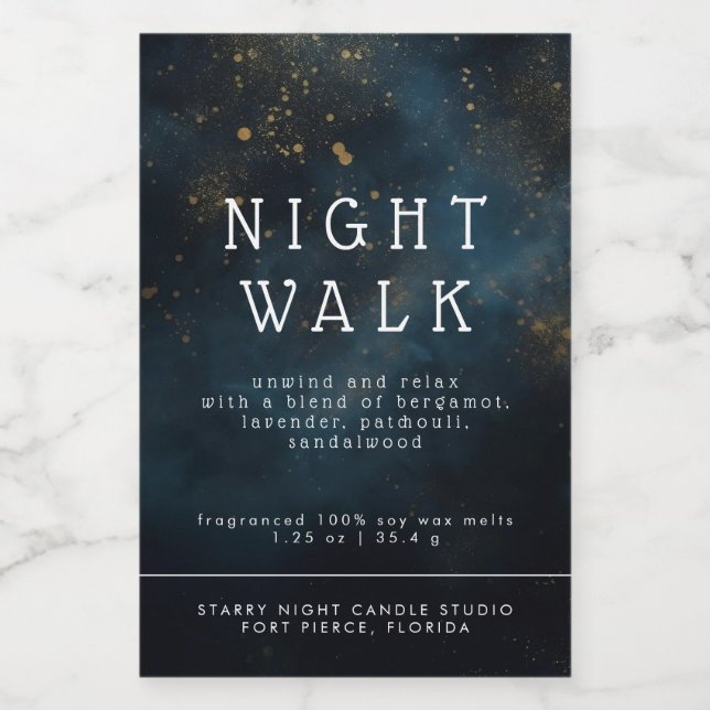 Celestial Stars Blue Candle Wax Melt 3x2" Label Lebensmitteletikett (Einzelnes Label)