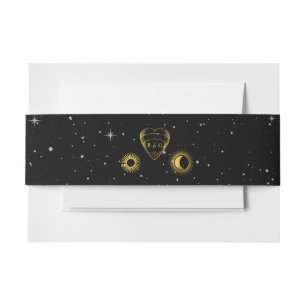 Celestial Stars Crescent Moon Black Gold Wedding Einladungsbanderole