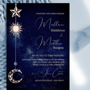 Celestial Stars Moon Galaxy Hochzeit Einladung