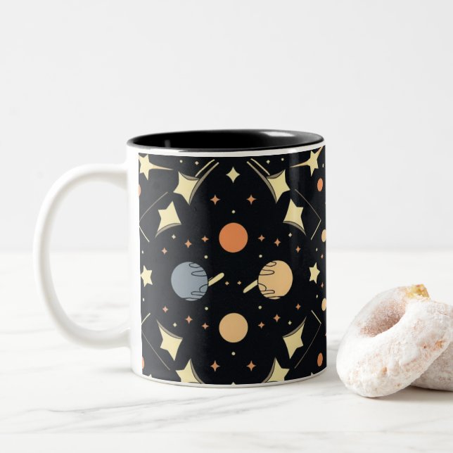 Celestial Stars & Planets Mug Zweifarbige Tasse (Mit Donut)
