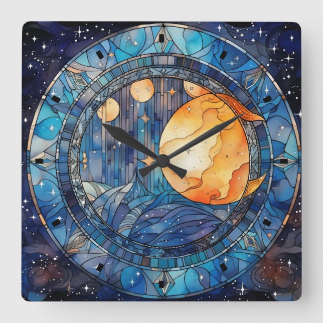Celestial Stected Glass Wall Uhr (Vorderseite)