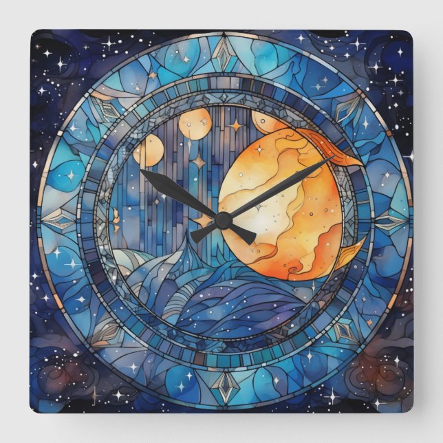 Celestial Stected Glass Wall Uhr (Vorderseite)