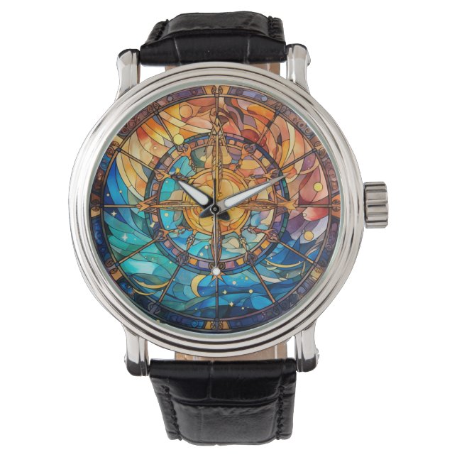 Celestial Stected Glass Watch Armbanduhr (Vorderseite)