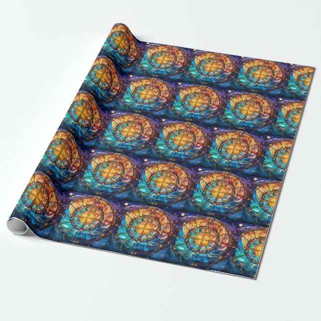 Celestial Stected Glass Wrapping Paper Geschenkpapier (Ungerollt)