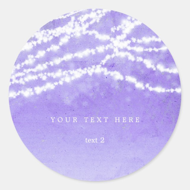 Celestial String Lights Lila rustikale Stickers (Vorderseite)