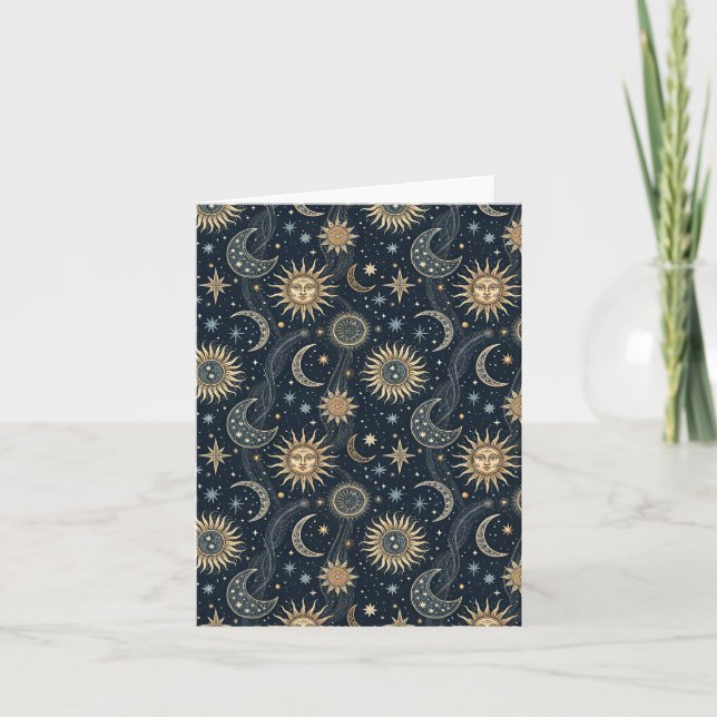 Celestial Sun and Moon Cosmic Art Design Blank Karte (Vorderseite)