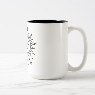 Celestial Sun and Moon Harmony — Minimalist Cosmic Zweifarbige Tasse