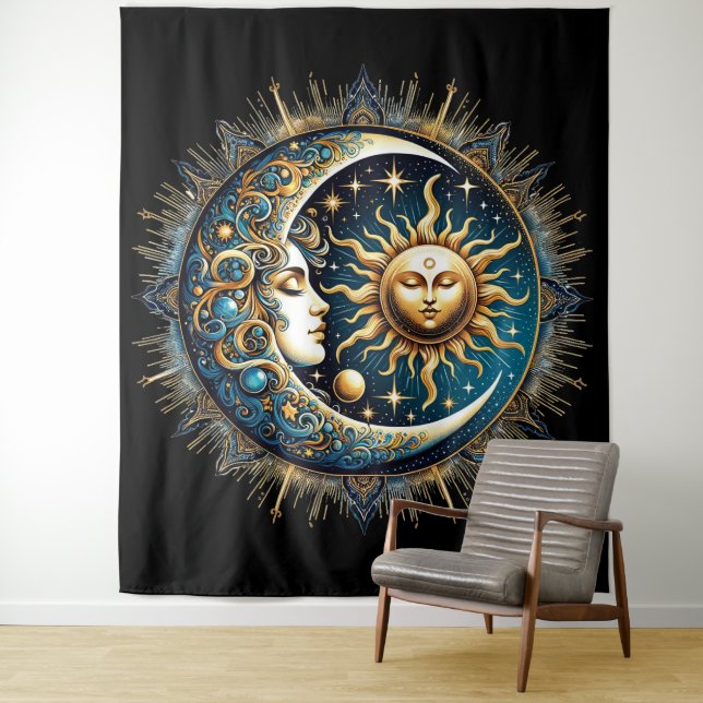 Celestial Sun and Moon Wandteppich (Beispiel)