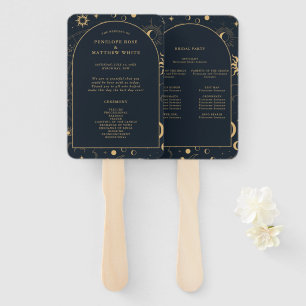Celestial Sun and Moon Zeremony Programm Hand Fan Fächer