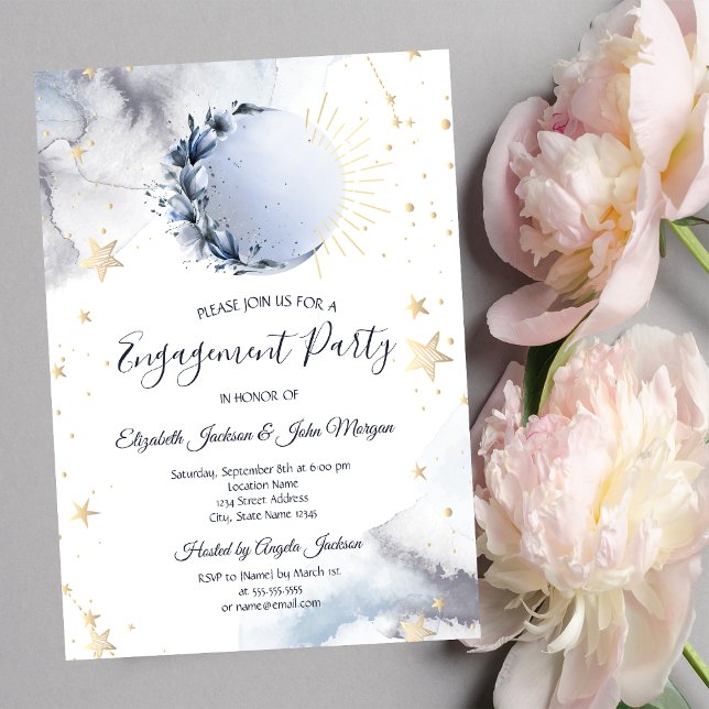 Celestial Sun, Blauer Mond, Sterne Einladung (Von Creator hochgeladen)