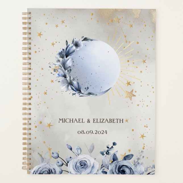 Celestial Sun, Blue Moon Blume, Stars Night Sky Planer (Vorderseite)