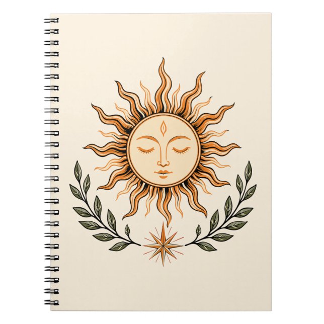 Celestial Sun Face Botanical Mystical Art Notizblock (Vorderseite)