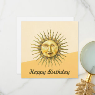 Celestial Sun Face Colorblock Happy Birthday Card Dankeskarte