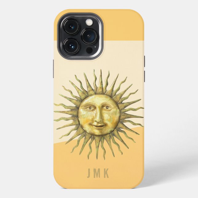 Celestial Sun Face Colorblock Monogram iPhone Hülle (Rückseite)