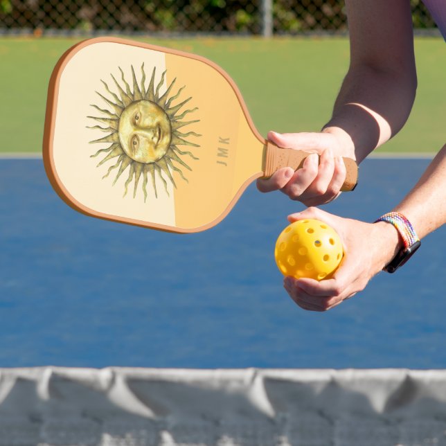 Celestial Sun Face Colorblock Monogram Pickleball Schläger (InSitu)