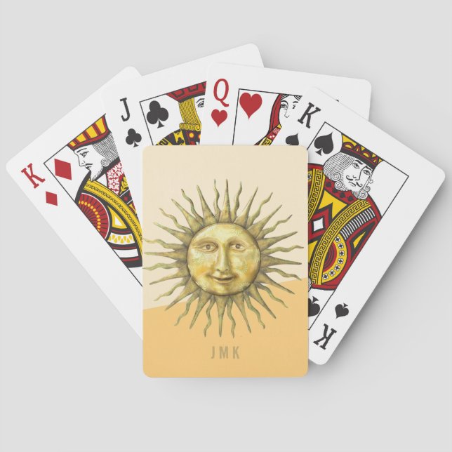 Celestial Sun Face Colorblock Monogram Spielkarten (Rückseite)