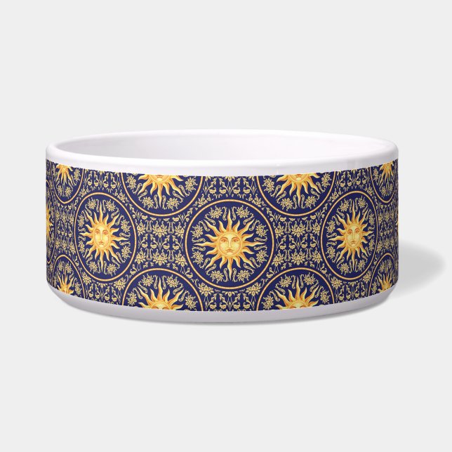 "Celestial Sun Magic" Blue Keramik Pet Bowl Napf (Vorderseite)