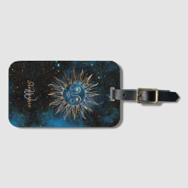 Celestial Sun Monogram Glitzer Kosmischer Navy Chi Gepäckanhänger