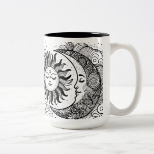 Celestial Sun Moon and Stars Custom Coloring Zweifarbige Tasse