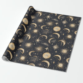 Celestial Sun Moon and Stars Night Sky Geschenkpapier