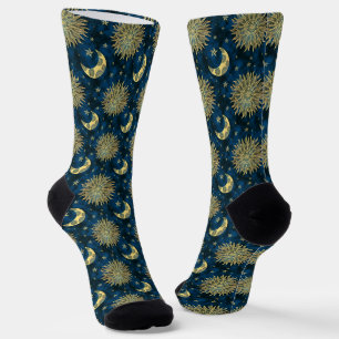 Celestial Sun Moon and Stars Pattern Socken