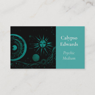 Celestial Sun Moon Black Astronomie Tarot Psychisc Visitenkarte