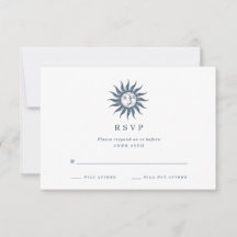 Celestial Sun & Moon Blue Agate Wedding RSVP