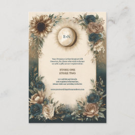 Celestial Sun Moon Boho Floral Rustic Wedding Begleitkarte