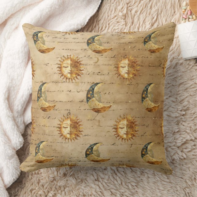 Celestial Sun & Moon Gold Starry Night Pattern (5) Kissen (Decke)