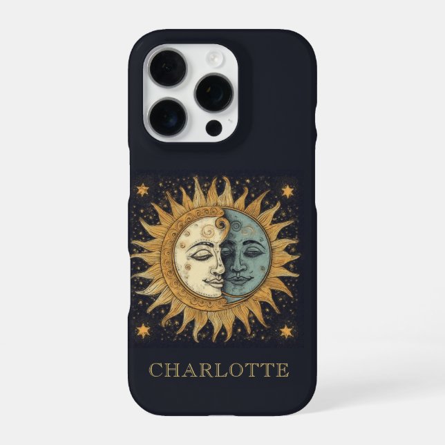 Celestial Sun Moon Personalisiert iPhone Hülle (Rückseite)