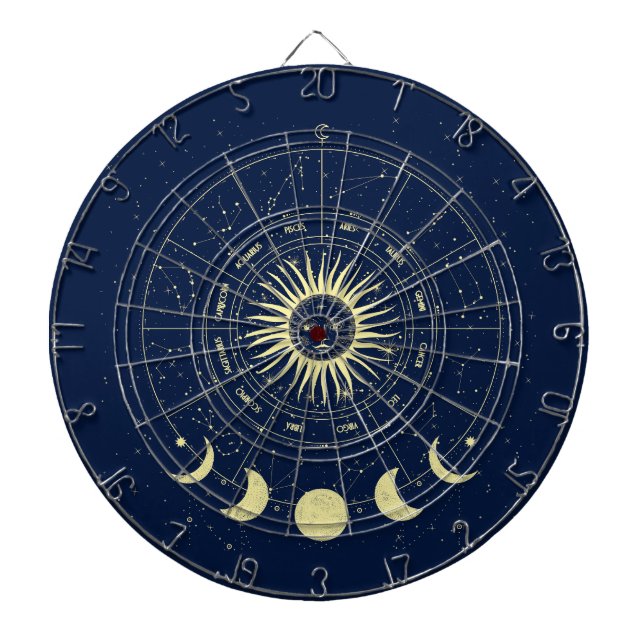Celestial Sun Moon Phases Zodiac Dartscheibe (vorne)
