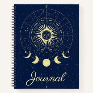 Celestial Sun Moon Phases Zodiac Journal Notizbuch