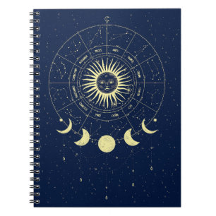 Celestial Sun Moon Phases Zodiac Notizblock