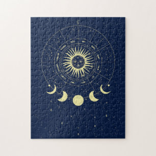 Celestial Sun Moon Phases Zodiac Puzzle