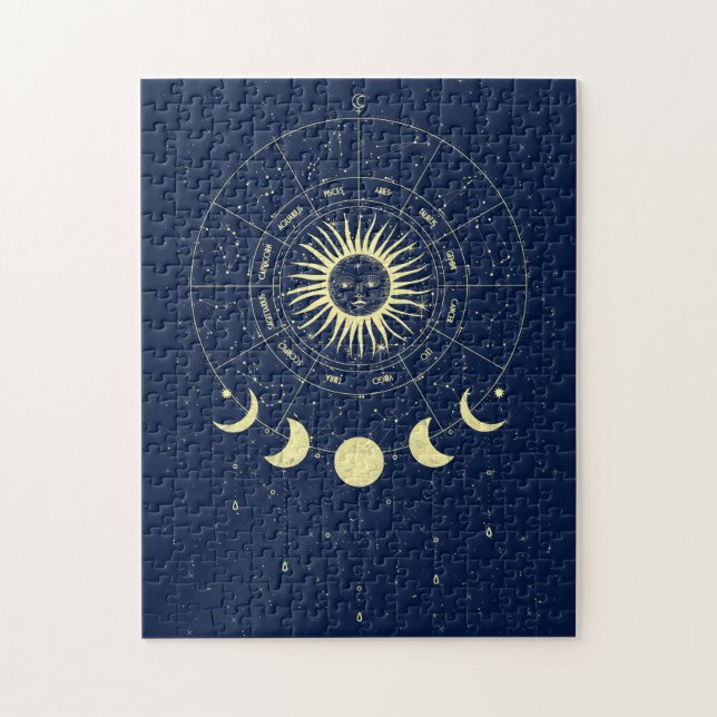Celestial Sun Moon Phases Zodiac Puzzle (Vertikal)