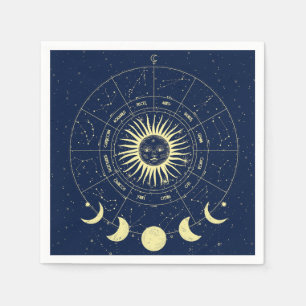 Celestial Sun Moon Phases Zodiac Serviette