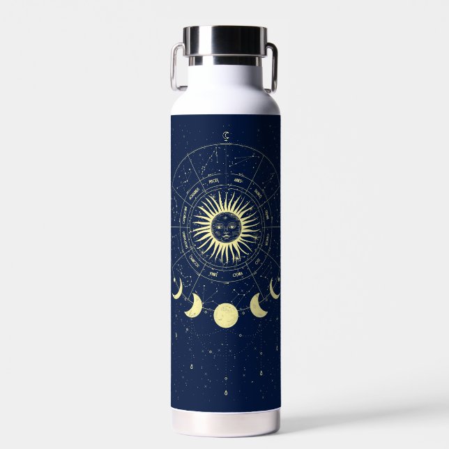 Celestial Sun Moon Phases Zodiac Trinkflasche (Vorne)
