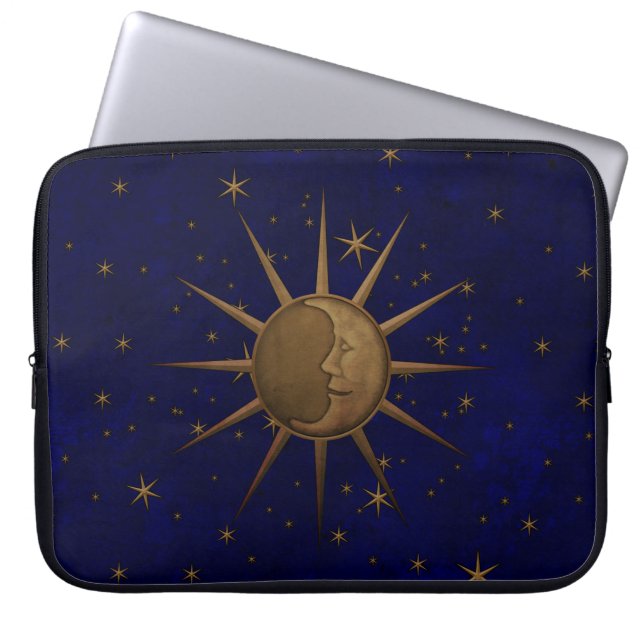 Celestial Sun Moon Starry Night Laptopschutzhülle (Vorderseite)