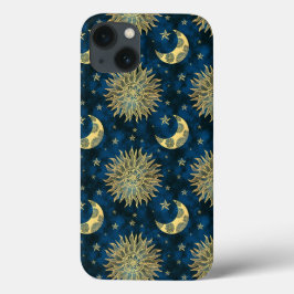 Celestial Sun Moon Stars Blue Gold Tarot Case-Mate iPhone Hülle