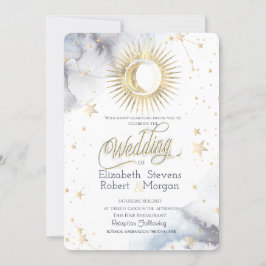 Celestial Sun,Moon,Stars Chic Wedding Einladung
