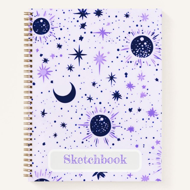 Celestial Sun Moon Stars Sketchbook Notizbuch (Vorderseite)