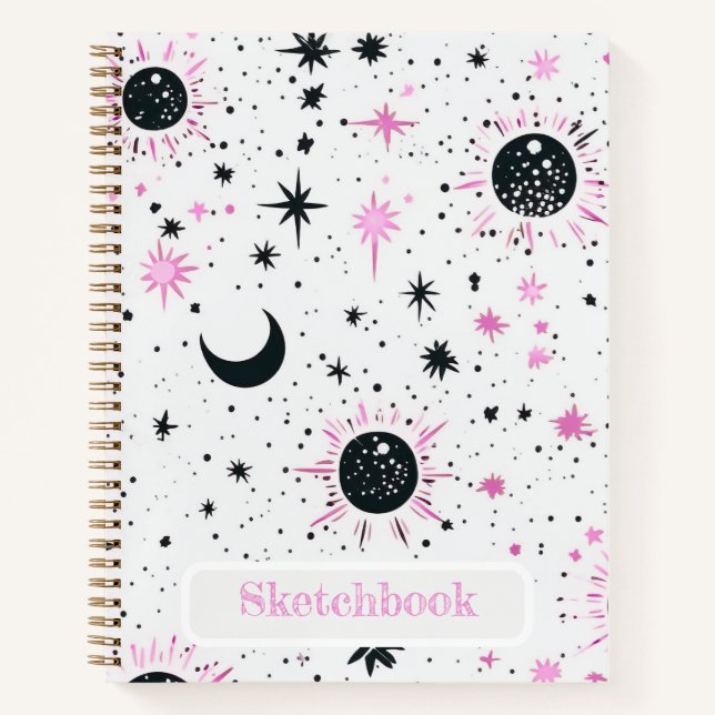 Celestial Sun Moon Stars Sketchbook Notizbuch (Vorderseite)