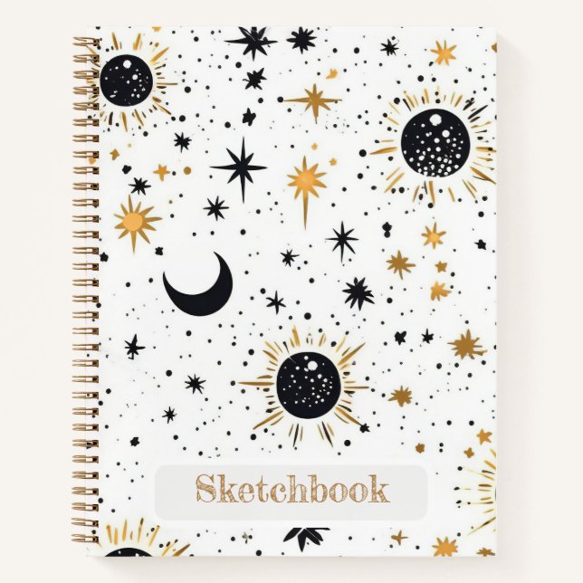 Celestial Sun Moon Stars Sketchbook Notizbuch (Vorderseite)