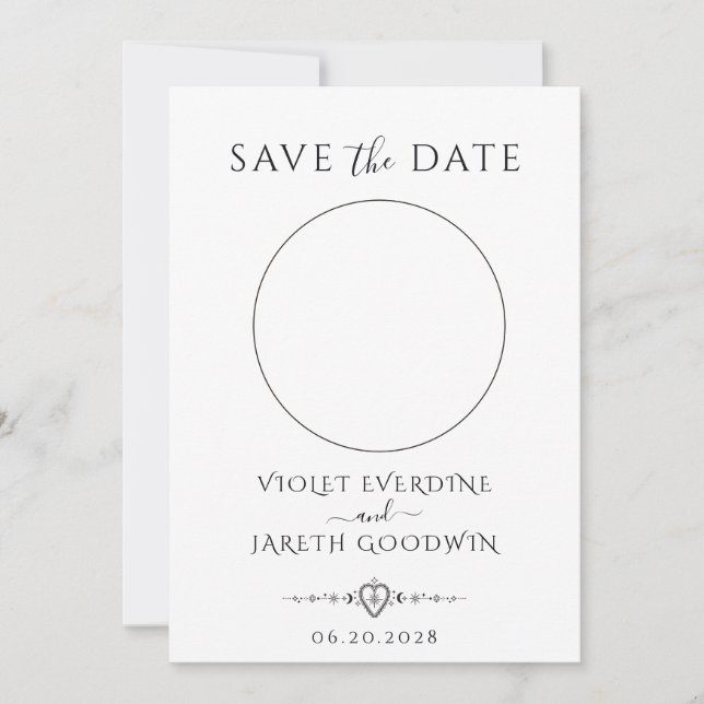 Celestial Sun Moon Stars Wedding Save the Date Einladung (Vorderseite)