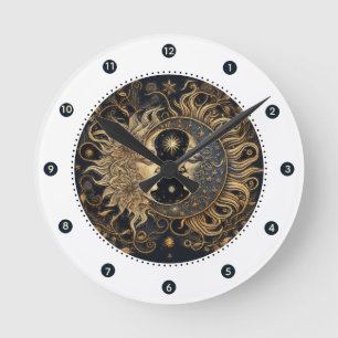 Celestial Sun Moon Wall Clock Runde Wanduhr