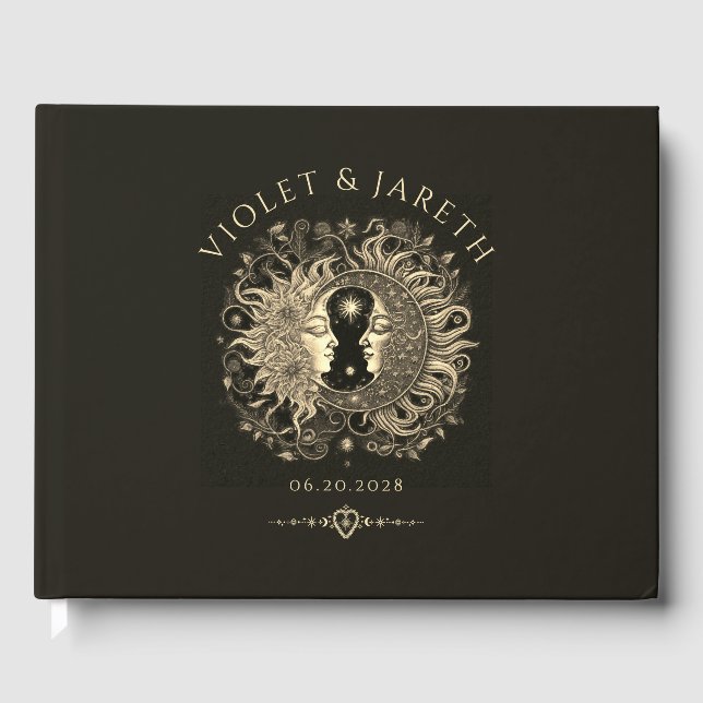 Celestial Sun Moon Wedding Guest Book Gästebuch (Vorderseite)