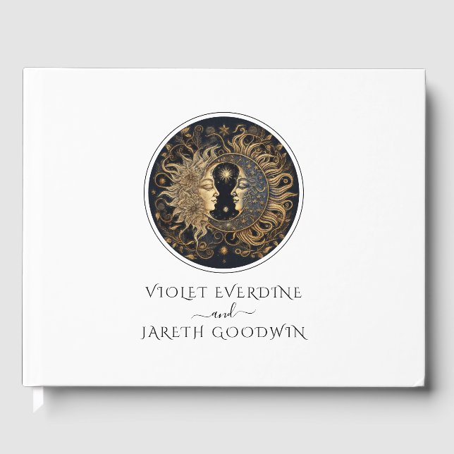 Celestial Sun Moon Wedding Guest Book Gästebuch (Vorderseite)